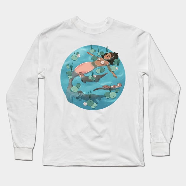 Otter Mermaid Long Sleeve T-Shirt by Melissa Jan